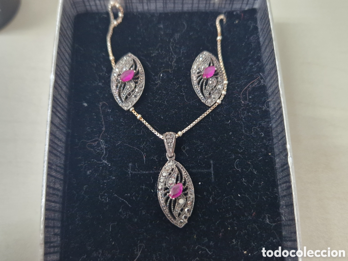 Joyeria: CONJUNTO DE 3 PIEZAS PLATA Y RUBIS - Foto 2
