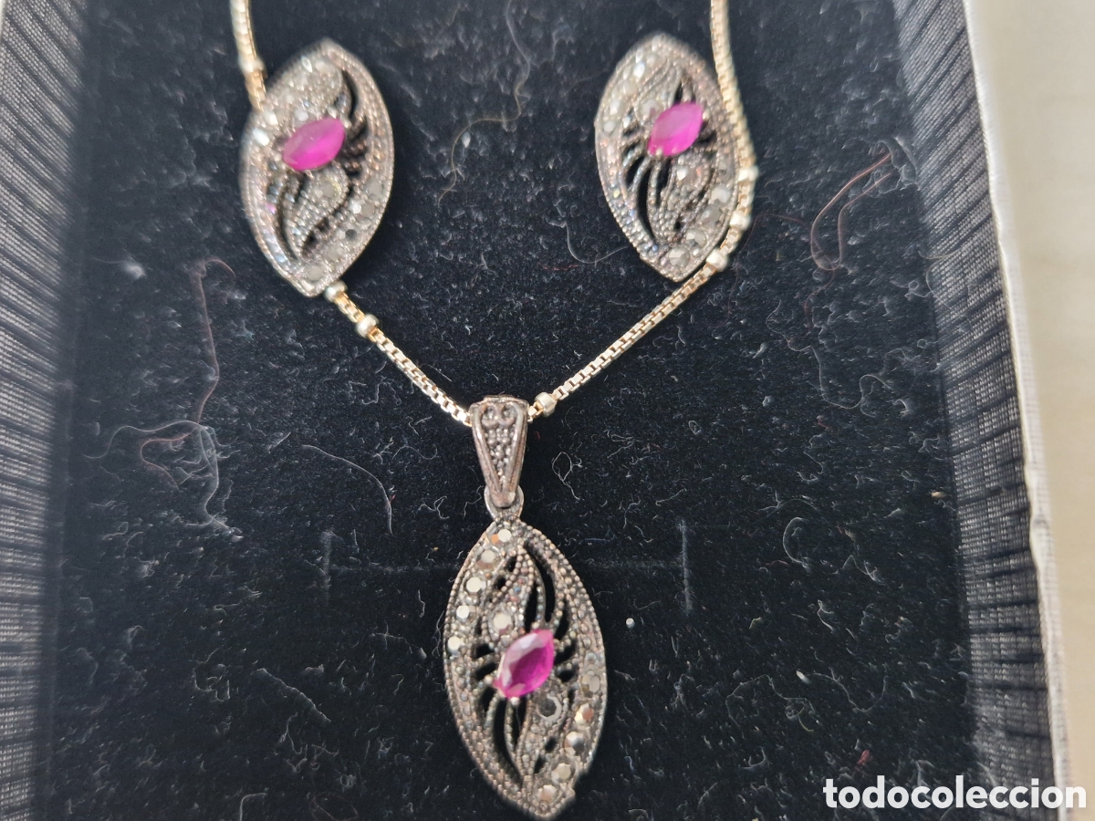 Joyeria: CONJUNTO DE 3 PIEZAS PLATA Y RUBIS - Foto 1