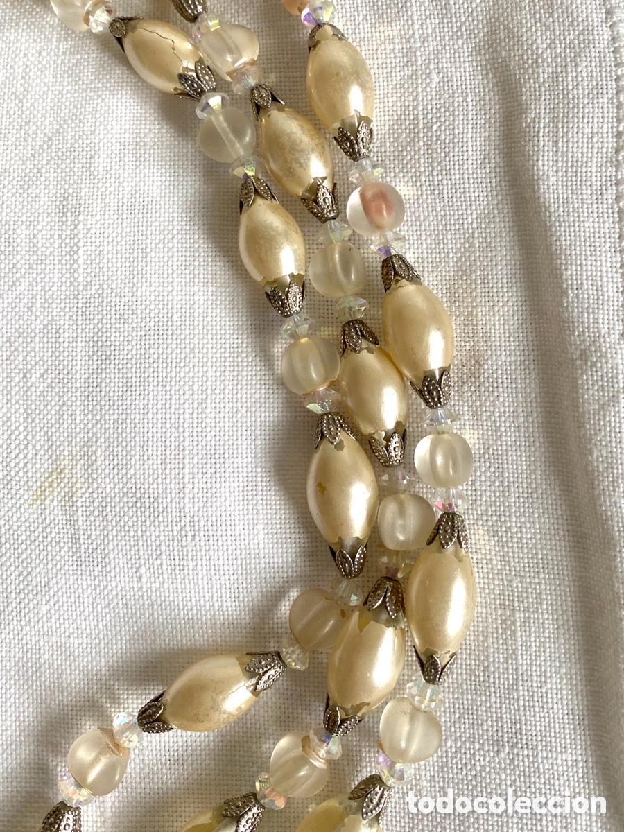 Joyeria: Antiguo collar de cristales triple vuelta - Foto 3