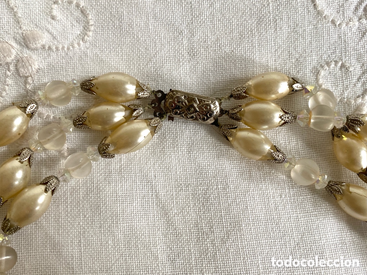 Joyeria: Antiguo collar de cristales triple vuelta - Foto 4