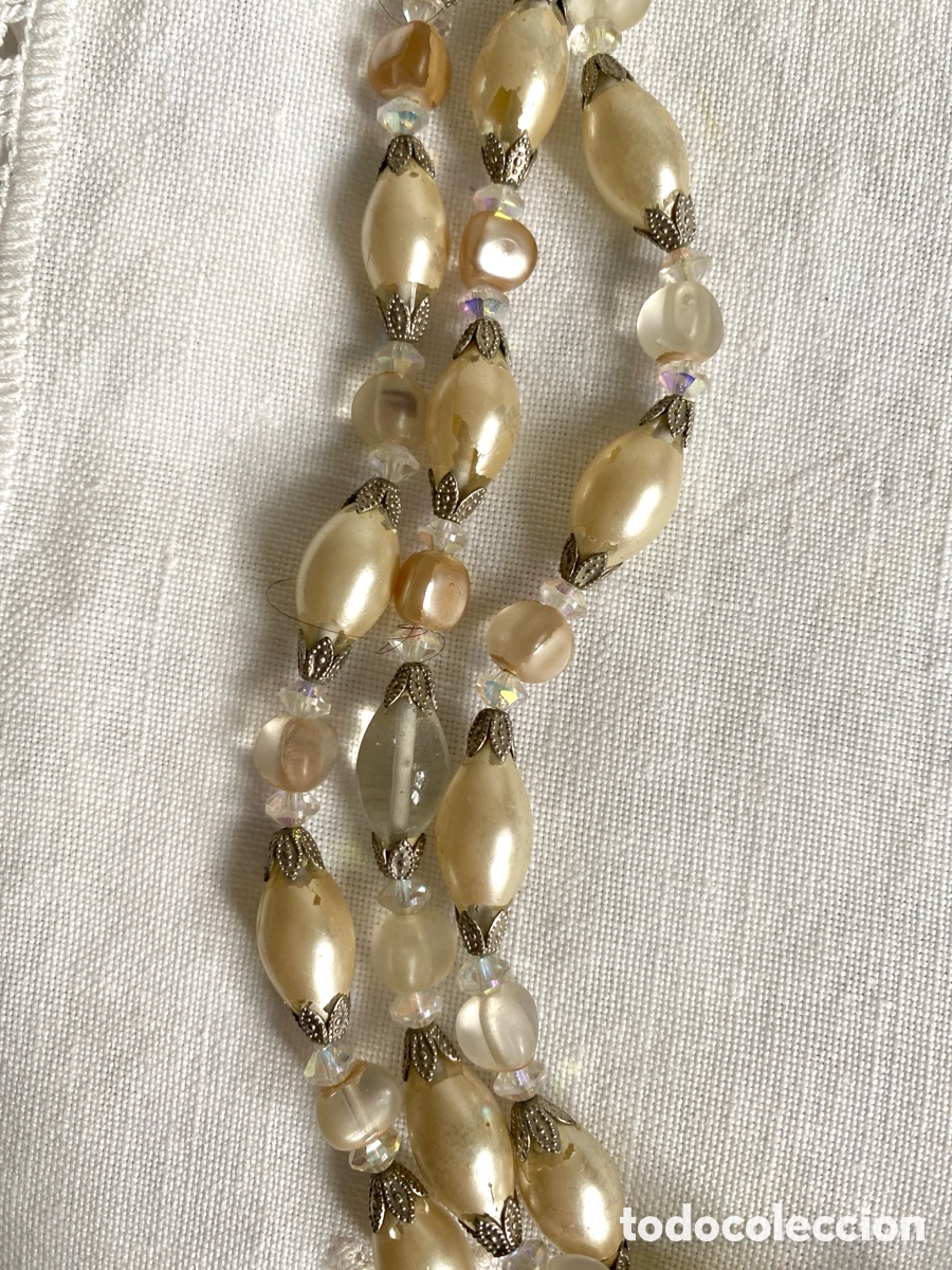 Joyeria: Antiguo collar de cristales triple vuelta - Foto 5