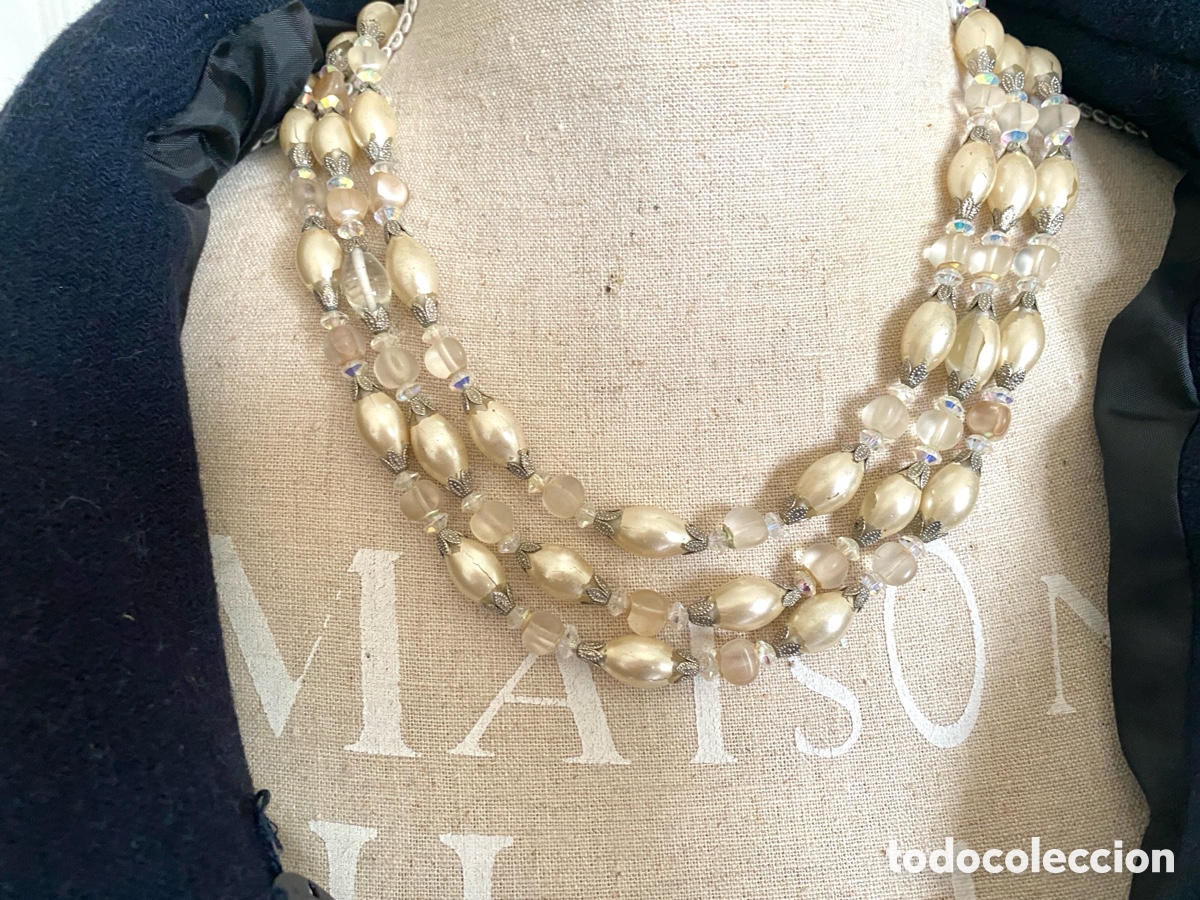 Joyeria: Antiguo collar de cristales triple vuelta - Foto 8