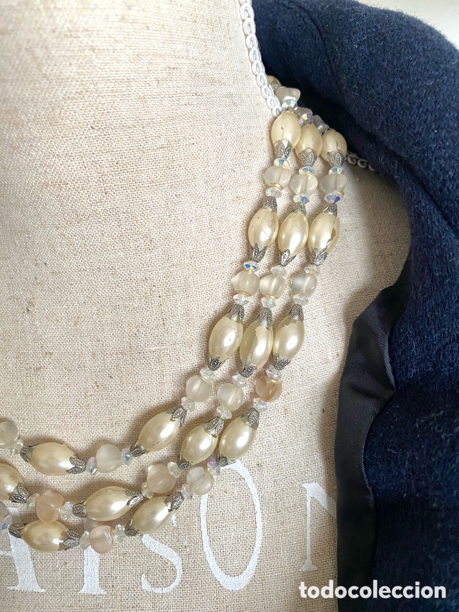 Joyeria: Antiguo collar de cristales triple vuelta - Foto 9