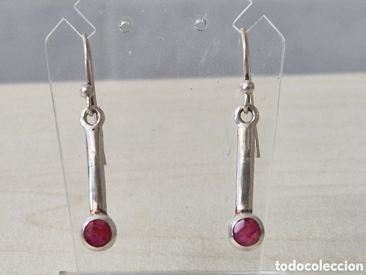 Joyeria: PENDIENTES PLATA DE LEY RUBI NATURAL - Foto 2
