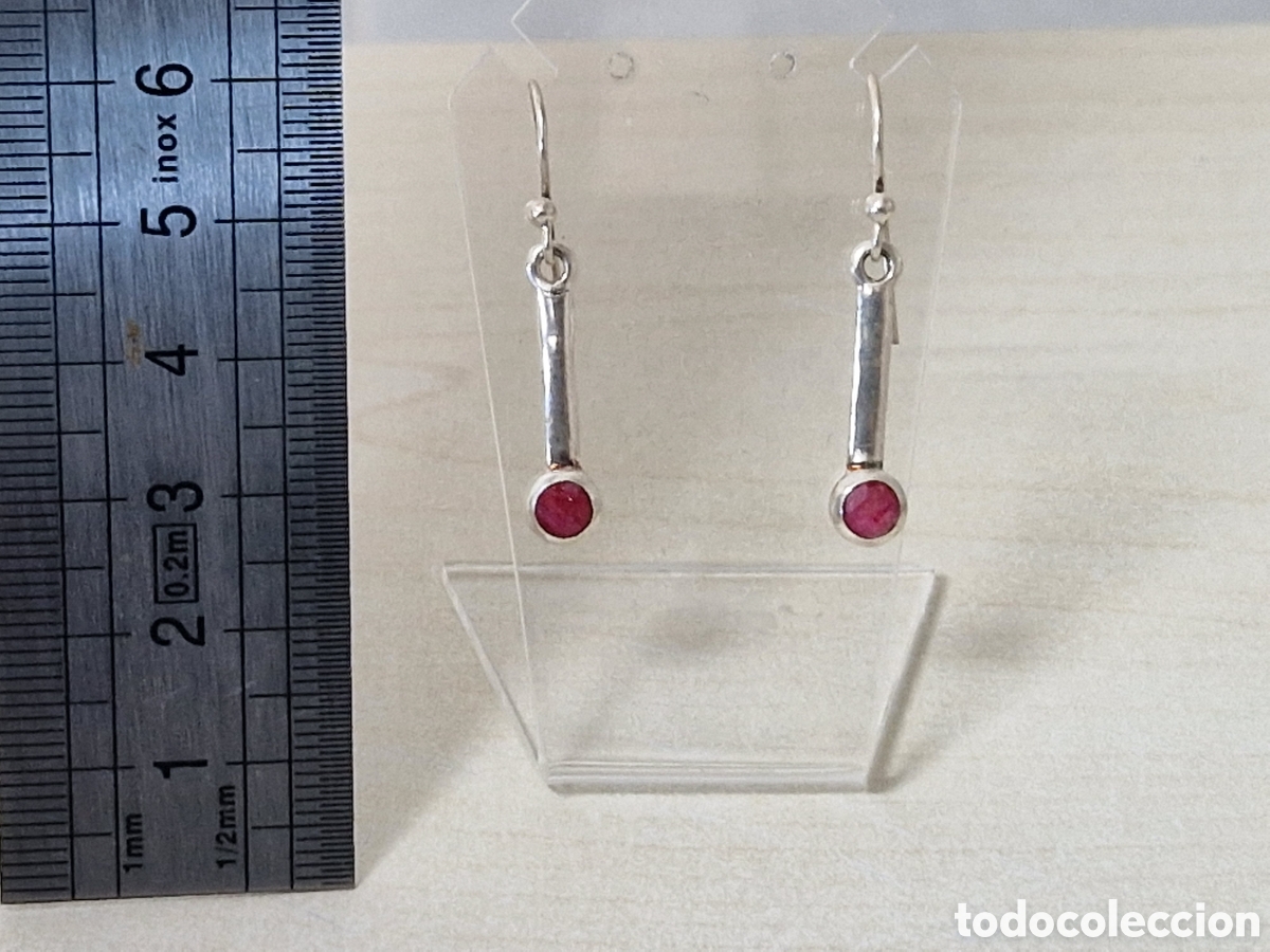 Joyeria: PENDIENTES PLATA DE LEY RUBI NATURAL - Foto 5