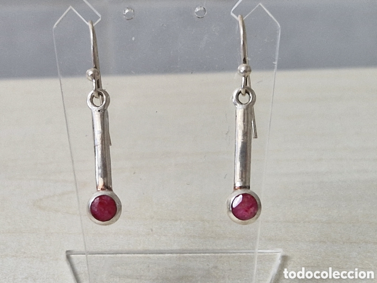 Joyeria: PENDIENTES PLATA DE LEY RUBI NATURAL - Foto 1