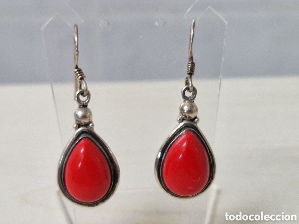 Joyeria: PRECIOSOS PENDIENTES CORAL Y PERLAS PLATA NUEVO - Foto 1