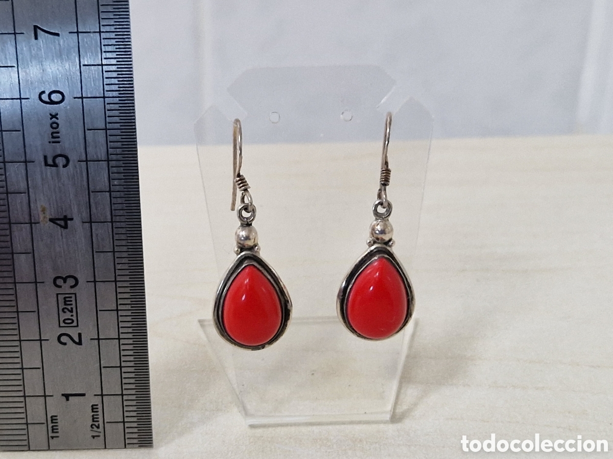 Joyeria: PRECIOSOS PENDIENTES CORAL Y PERLAS PLATA NUEVO - Foto 4