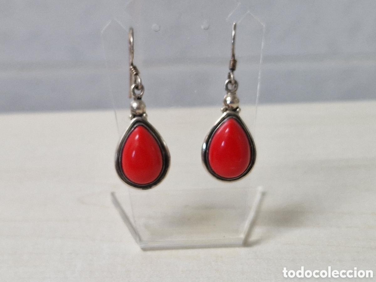 Joyeria: PRECIOSOS PENDIENTES CORAL Y PERLAS PLATA NUEVO - Foto 5
