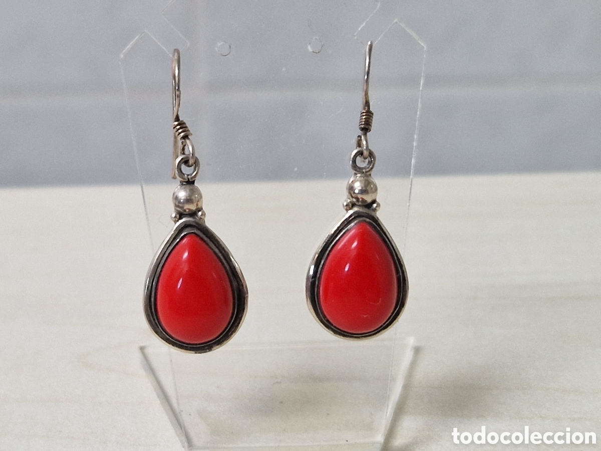 Joyeria: PRECIOSOS PENDIENTES CORAL Y PERLAS PLATA NUEVO - Foto 2