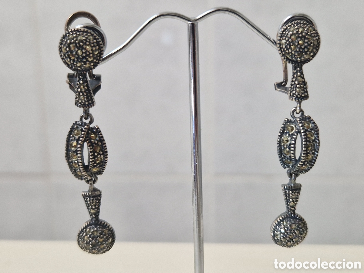 Joyeria: PENDIENTES LARGOS PLATA Y MARCASITAS NUEVOS - Foto 3
