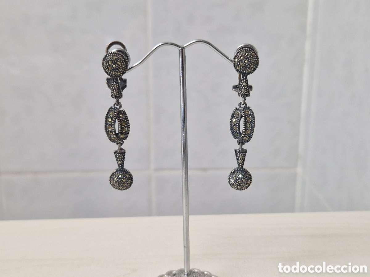 Joyeria: PENDIENTES LARGOS PLATA Y MARCASITAS NUEVOS - Foto 5