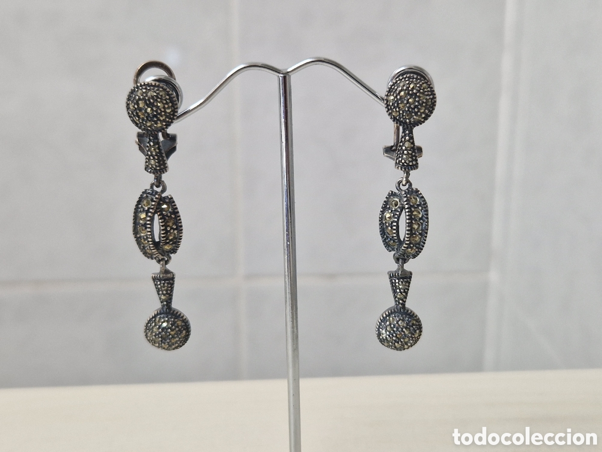 Joyeria: PENDIENTES LARGOS PLATA Y MARCASITAS NUEVOS - Foto 6
