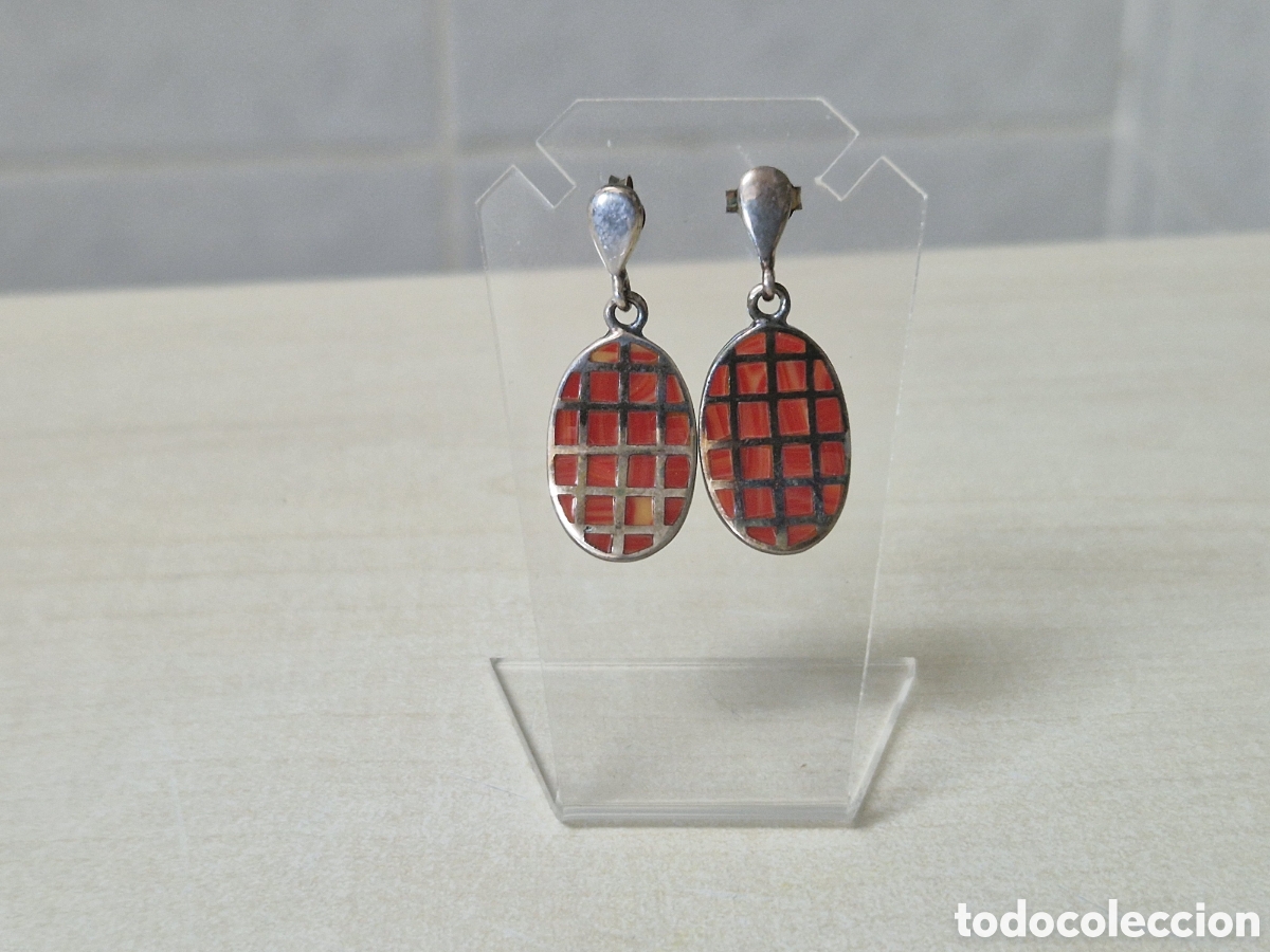 Joyeria: PENDIENTES DE PLATA Y PIEDRA ROJA - Foto 3