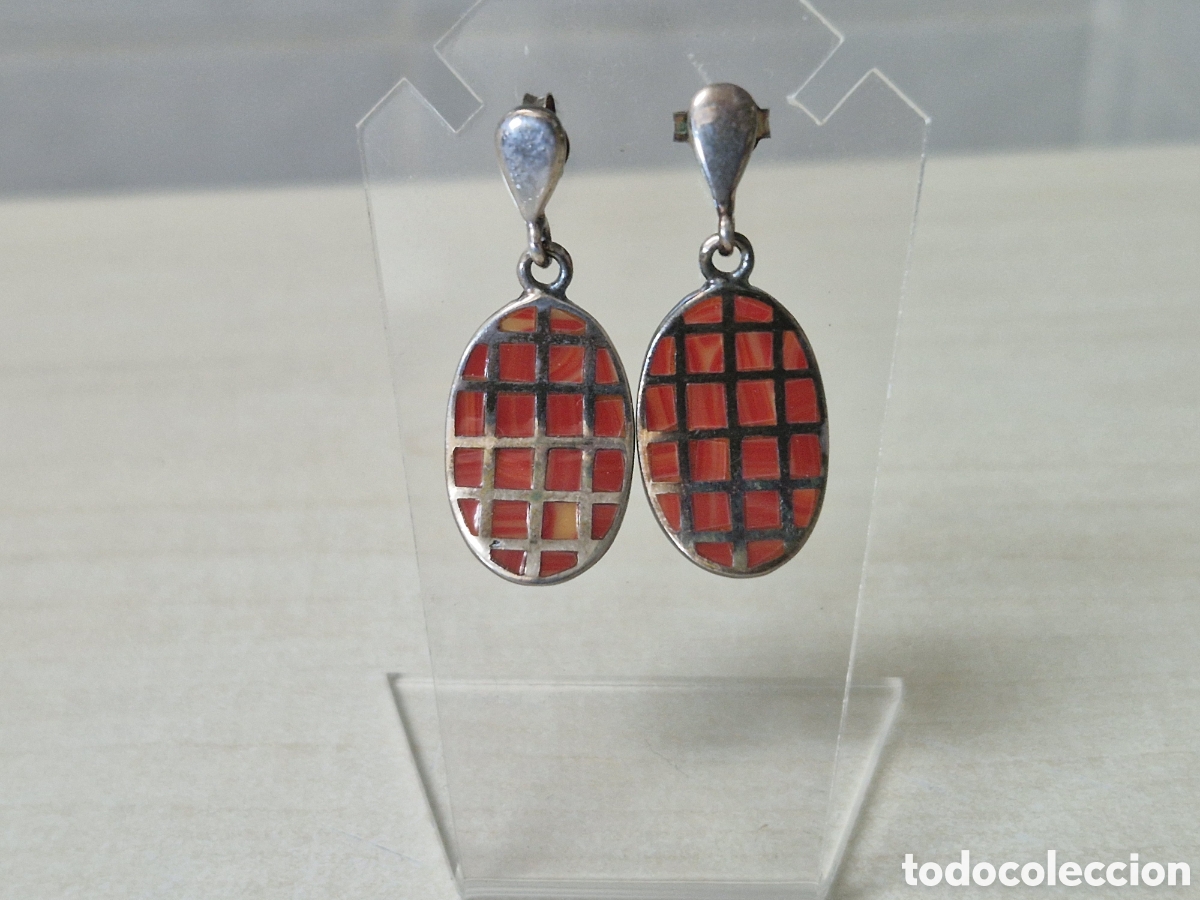Joyeria: PENDIENTES DE PLATA Y PIEDRA ROJA - Foto 4