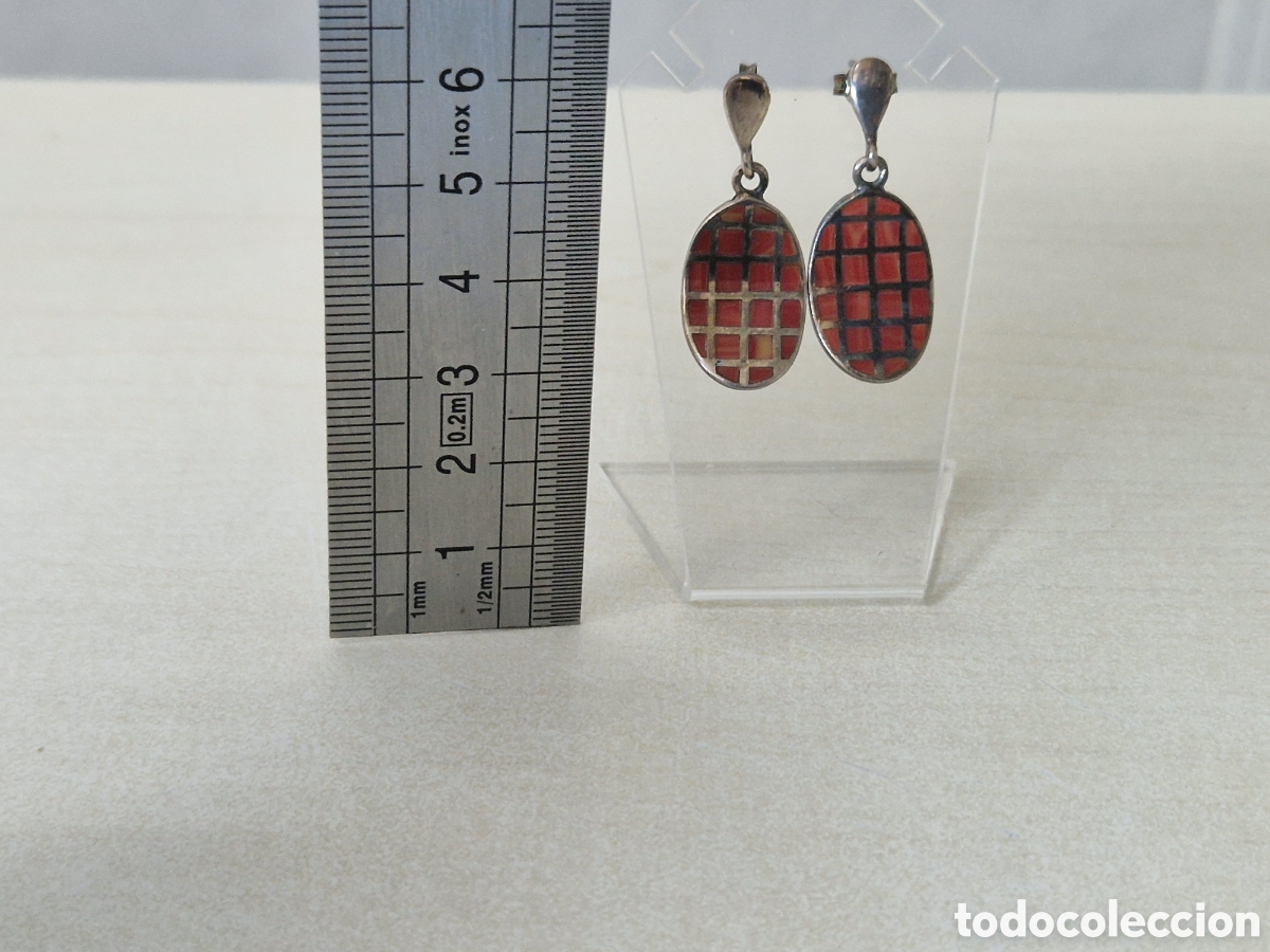 Joyeria: PENDIENTES DE PLATA Y PIEDRA ROJA - Foto 2