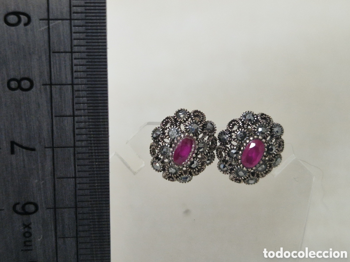 Joyeria: PENDIENTES DE PLATA DE LEY Y RUBI NATUTAL NUEVOS - Foto 3