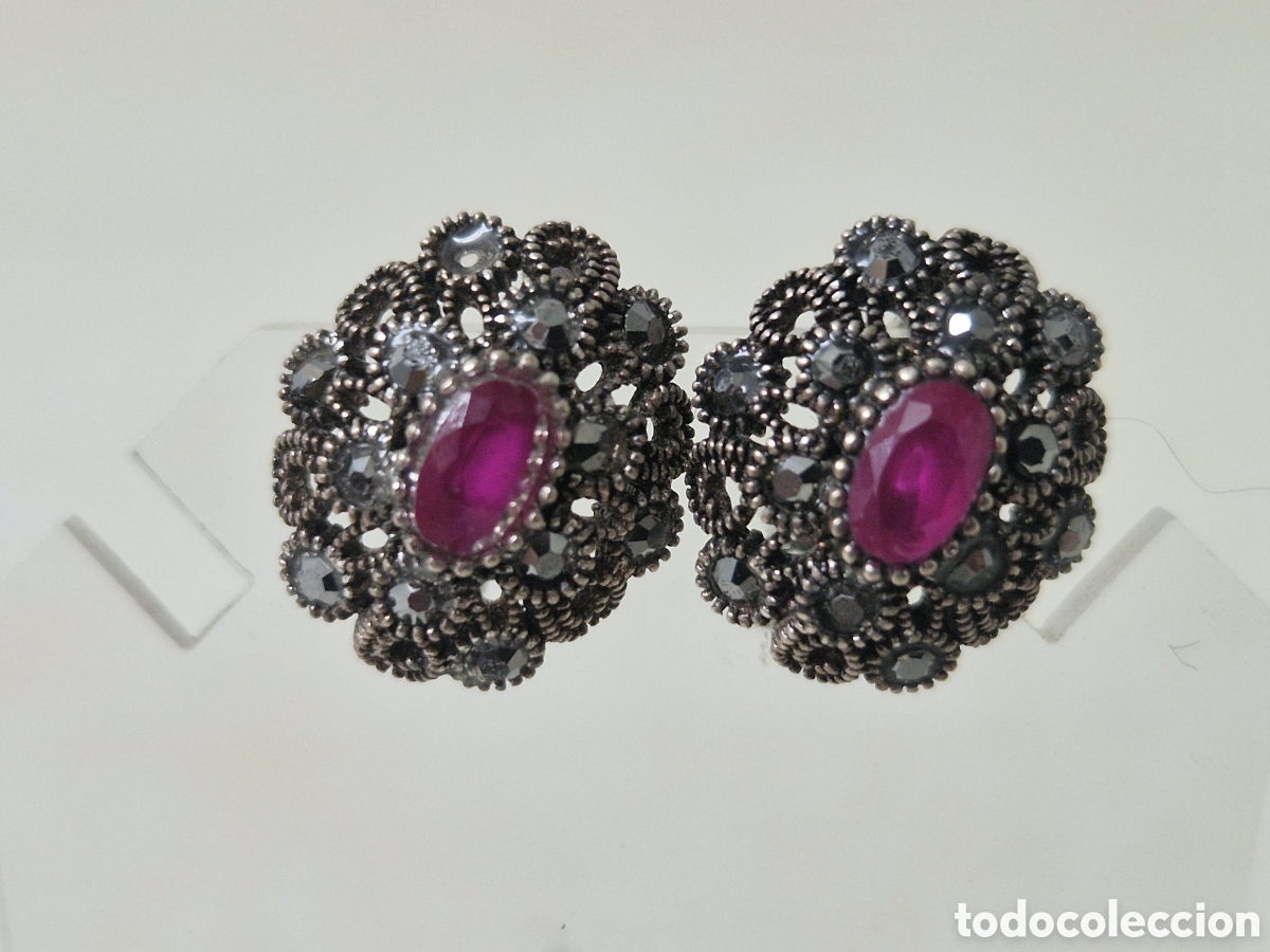 Joyeria: PENDIENTES DE PLATA DE LEY Y RUBI NATUTAL NUEVOS - Foto 4