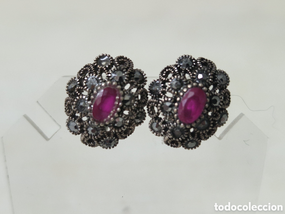 Joyeria: PENDIENTES DE PLATA DE LEY Y RUBI NATUTAL NUEVOS - Foto 5