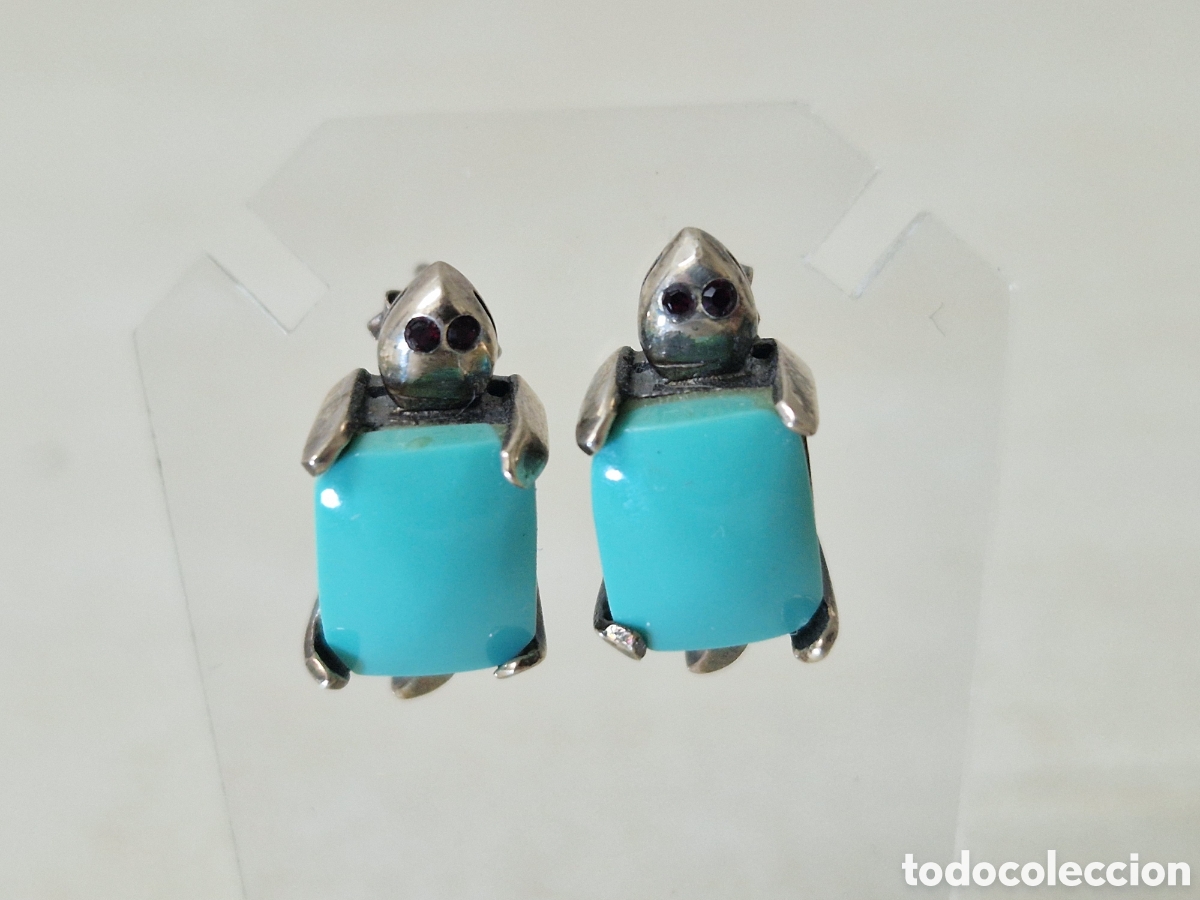 Joyeria: PENDIENTES PLATA Y TURQUESAS FORMA TORTUGA - Foto 2