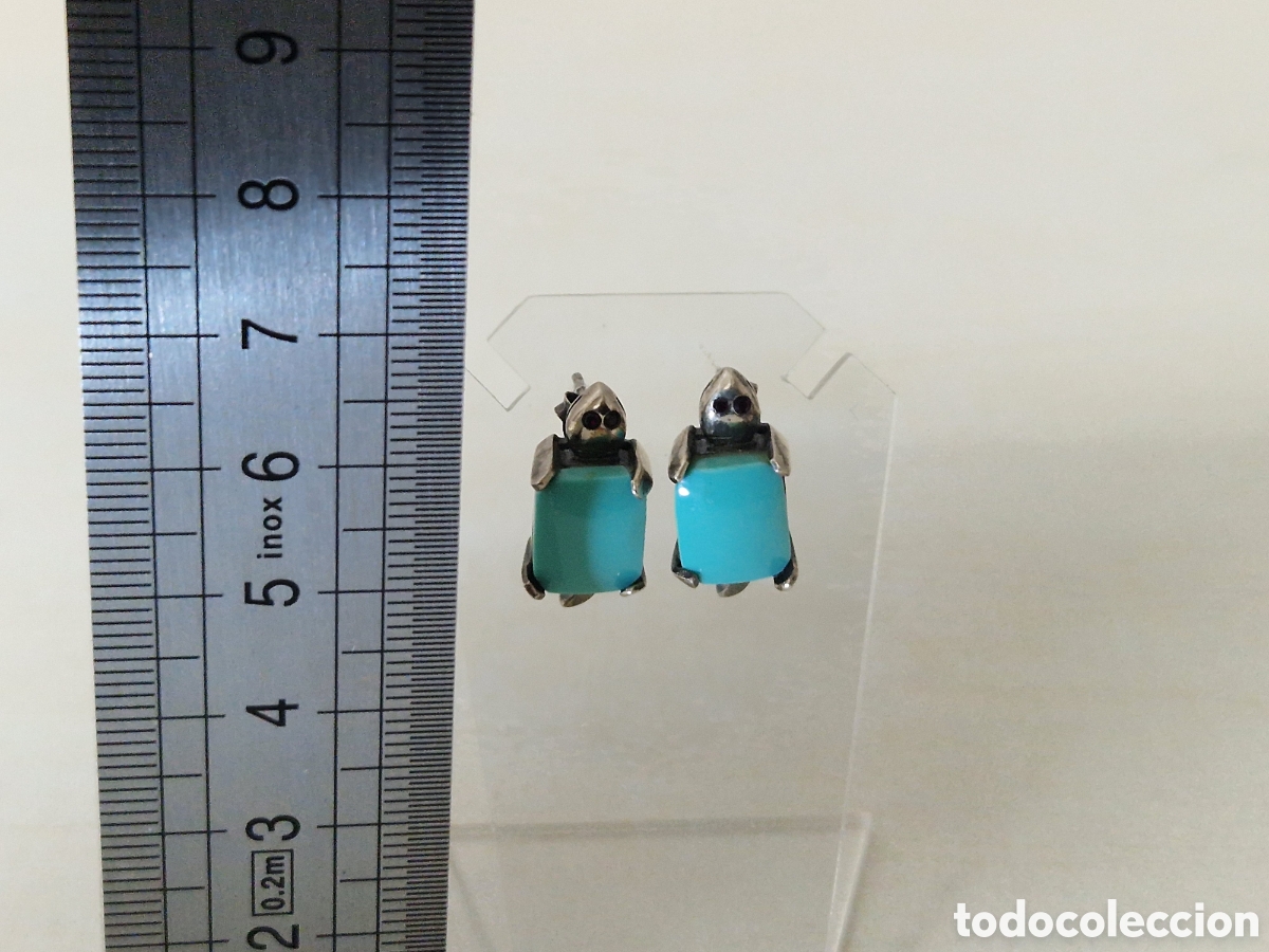 Joyeria: PENDIENTES PLATA Y TURQUESAS FORMA TORTUGA - Foto 5