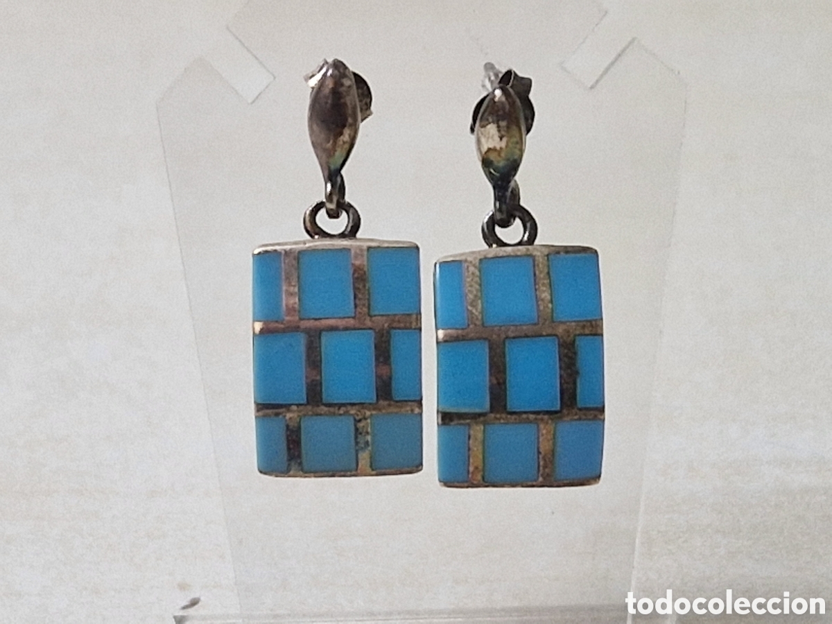 Joyeria: PENDIENTES DE PLATA CON PIEDRAS AZULES NUEVOS - Foto 1