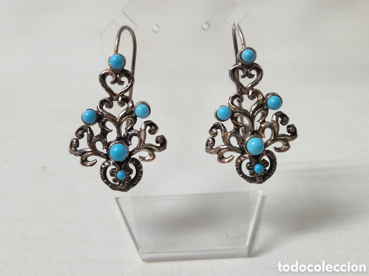 Joyeria: PENDIENTES EN PLATA TURQUESAS Y MARCASITAS NUEVOS - Foto 3