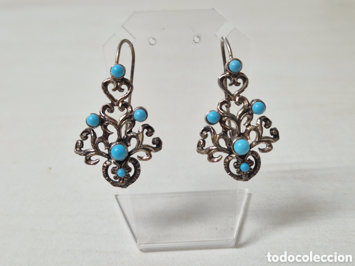 Joyeria: PENDIENTES EN PLATA TURQUESAS Y MARCASITAS NUEVOS - Foto 4