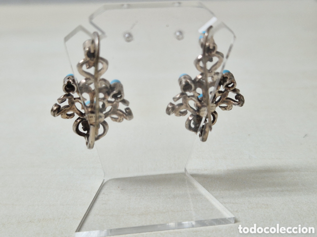 Joyeria: PENDIENTES EN PLATA TURQUESAS Y MARCASITAS NUEVOS - Foto 6