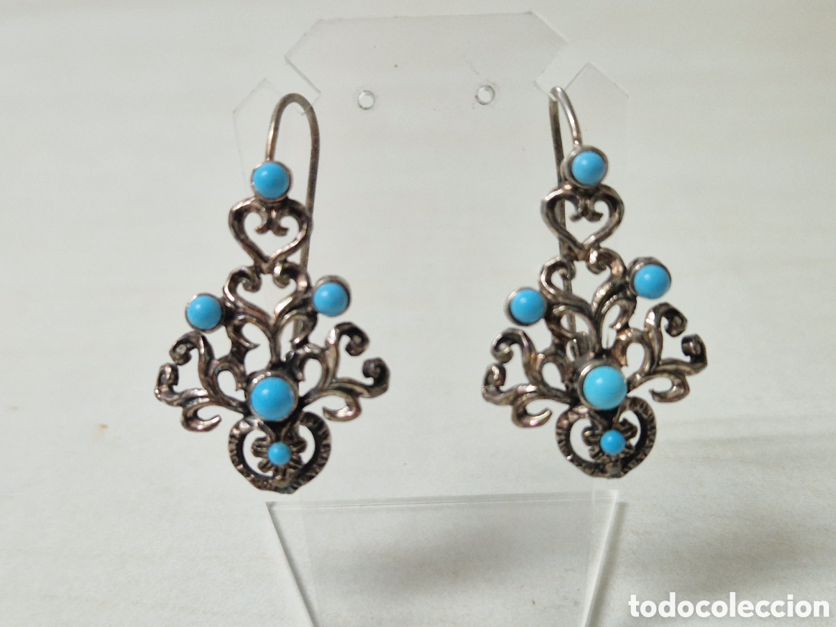 Joyeria: PENDIENTES EN PLATA TURQUESAS Y MARCASITAS NUEVOS - Foto 1