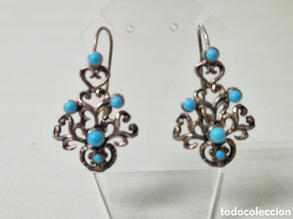 Joyeria: PENDIENTES EN PLATA TURQUESAS Y MARCASITAS NUEVOS - Foto 7
