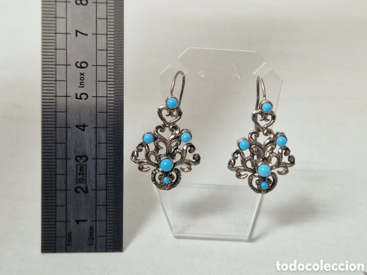 Joyeria: PENDIENTES EN PLATA TURQUESAS Y MARCASITAS NUEVOS - Foto 2