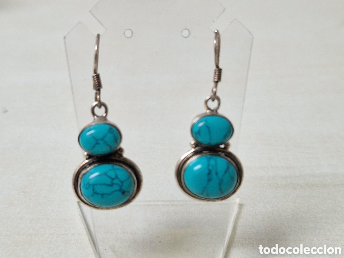 Joyeria: PEBDIENTES PLATA Y TURQUESA NUEVOS - Foto 2