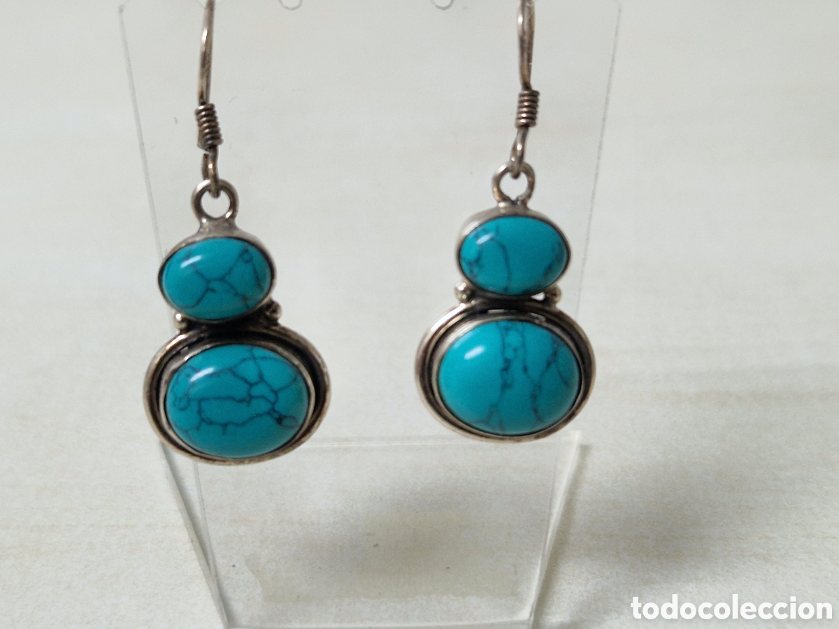 Joyeria: PEBDIENTES PLATA Y TURQUESA NUEVOS - Foto 3