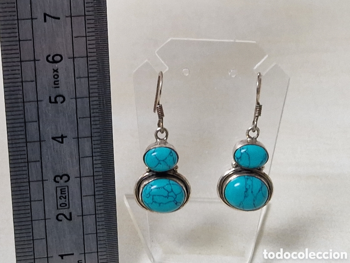 Joyeria: PEBDIENTES PLATA Y TURQUESA NUEVOS - Foto 4