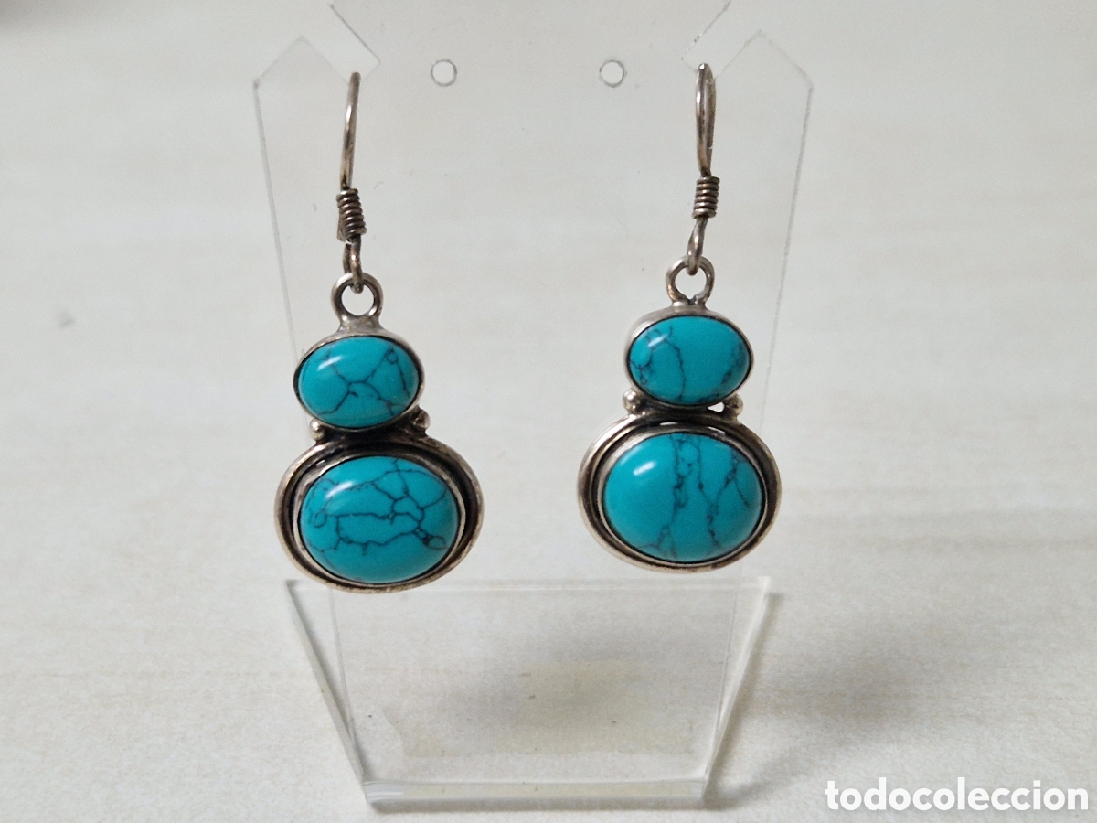Joyeria: PEBDIENTES PLATA Y TURQUESA NUEVOS - Foto 1