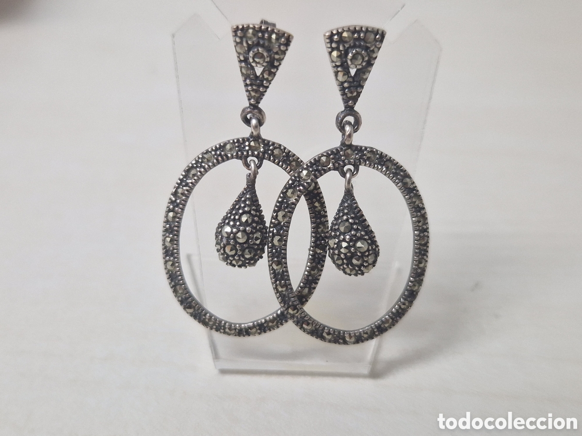 Joyeria: PENDIENTES LARGOS PLATA Y MARCASITAS NUEVOS - Foto 1