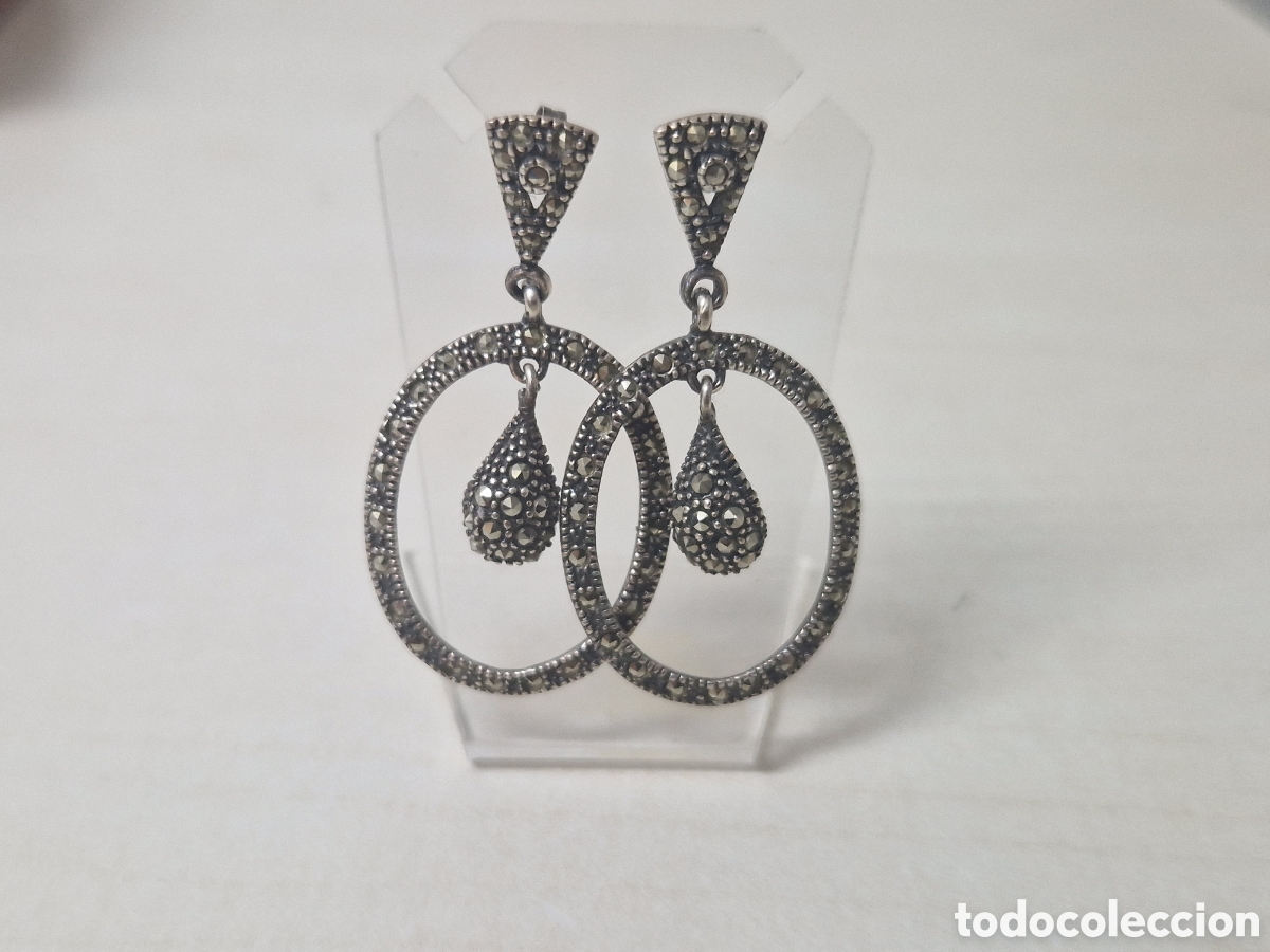 Joyeria: PENDIENTES LARGOS PLATA Y MARCASITAS NUEVOS - Foto 5