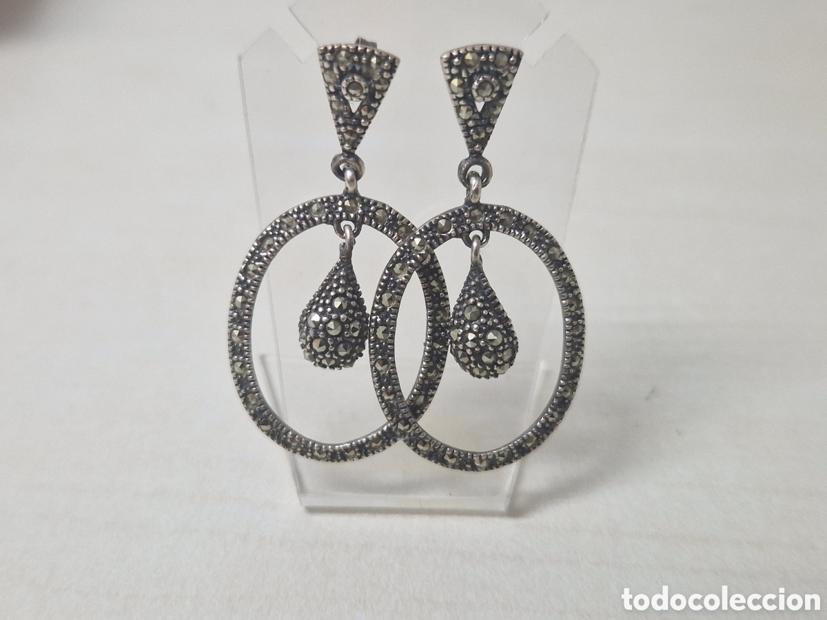 Joyeria: PENDIENTES LARGOS PLATA Y MARCASITAS NUEVOS - Foto 6