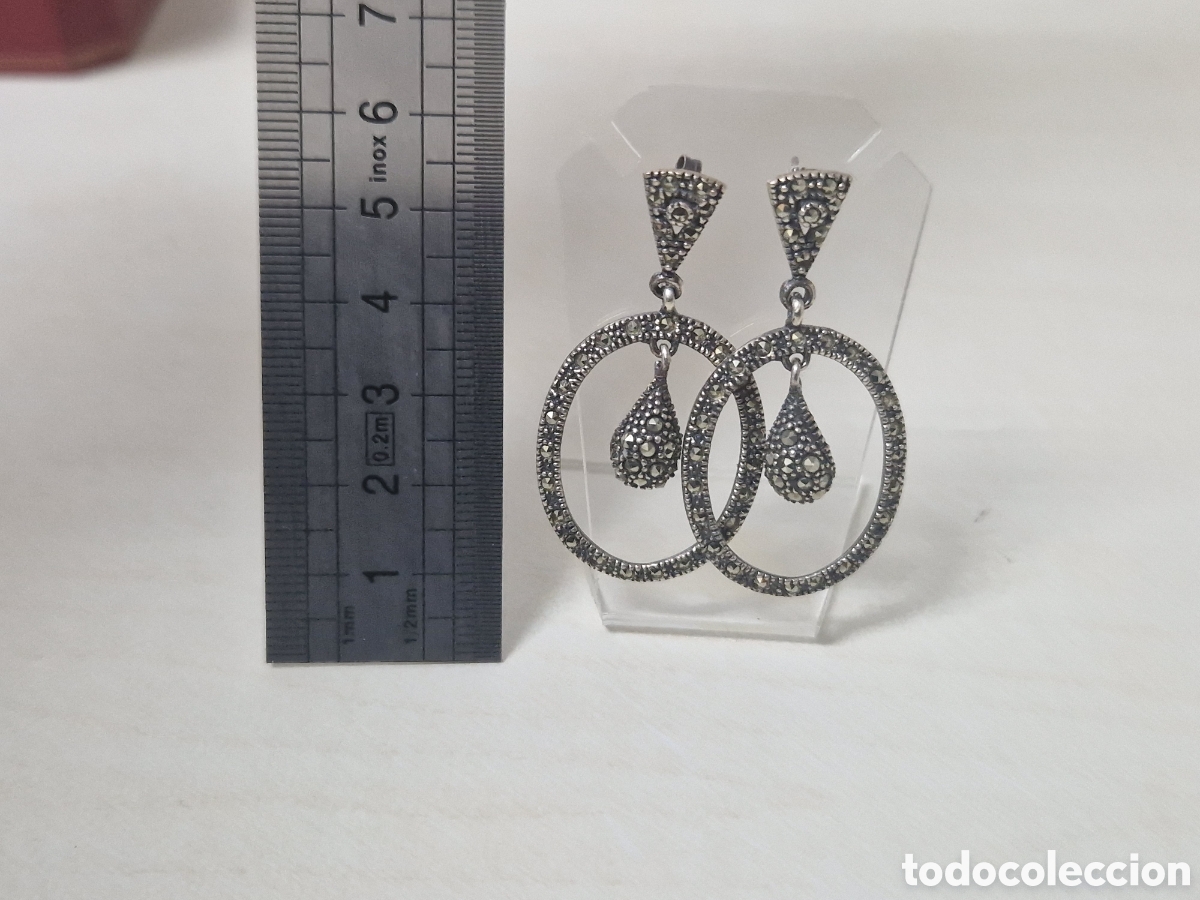 Joyeria: PENDIENTES LARGOS PLATA Y MARCASITAS NUEVOS - Foto 2