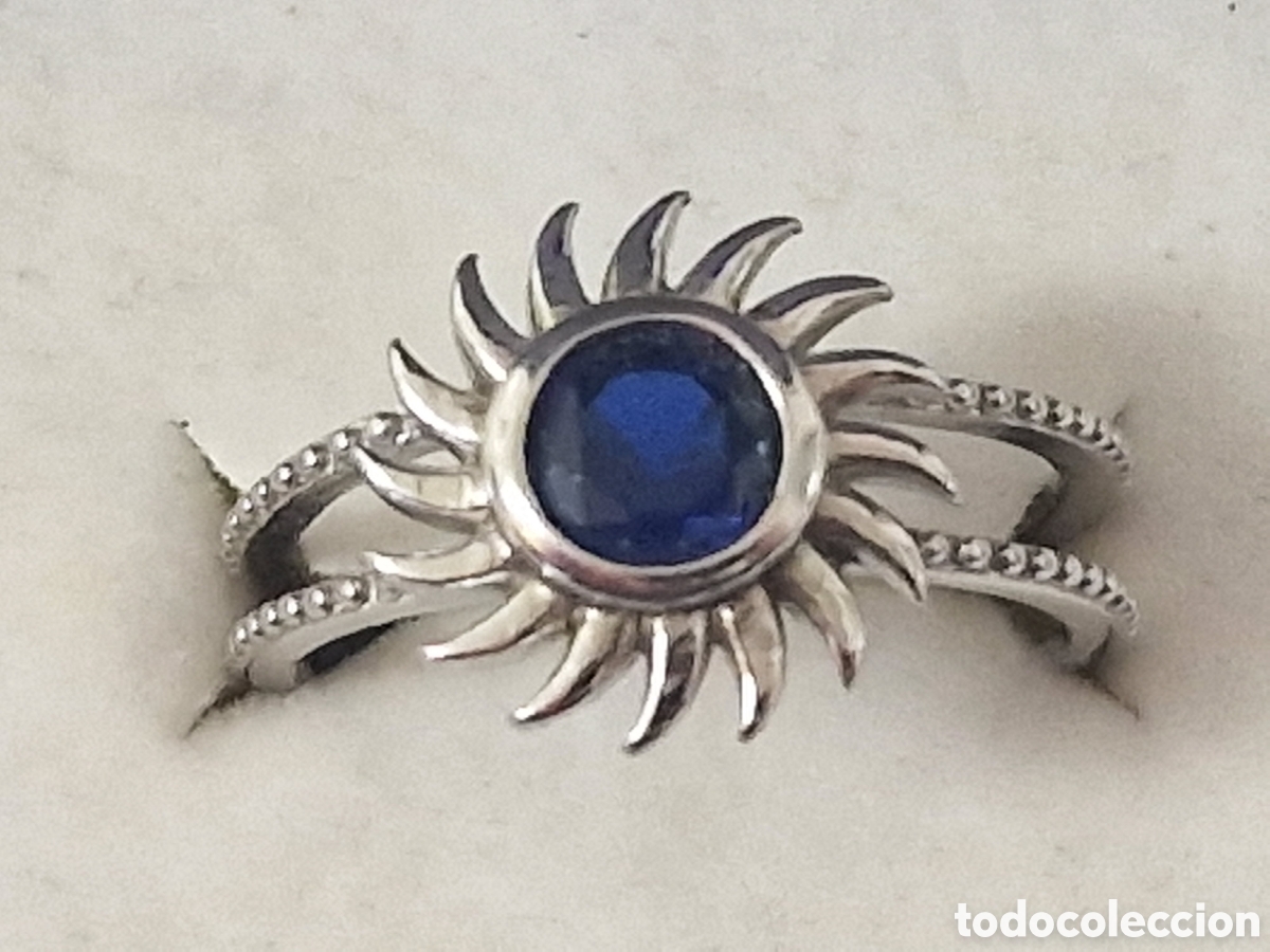 Joyeria: ANILLO DE PLATA Y PIEDRA AZUL EXTENSIBLE - Foto 1