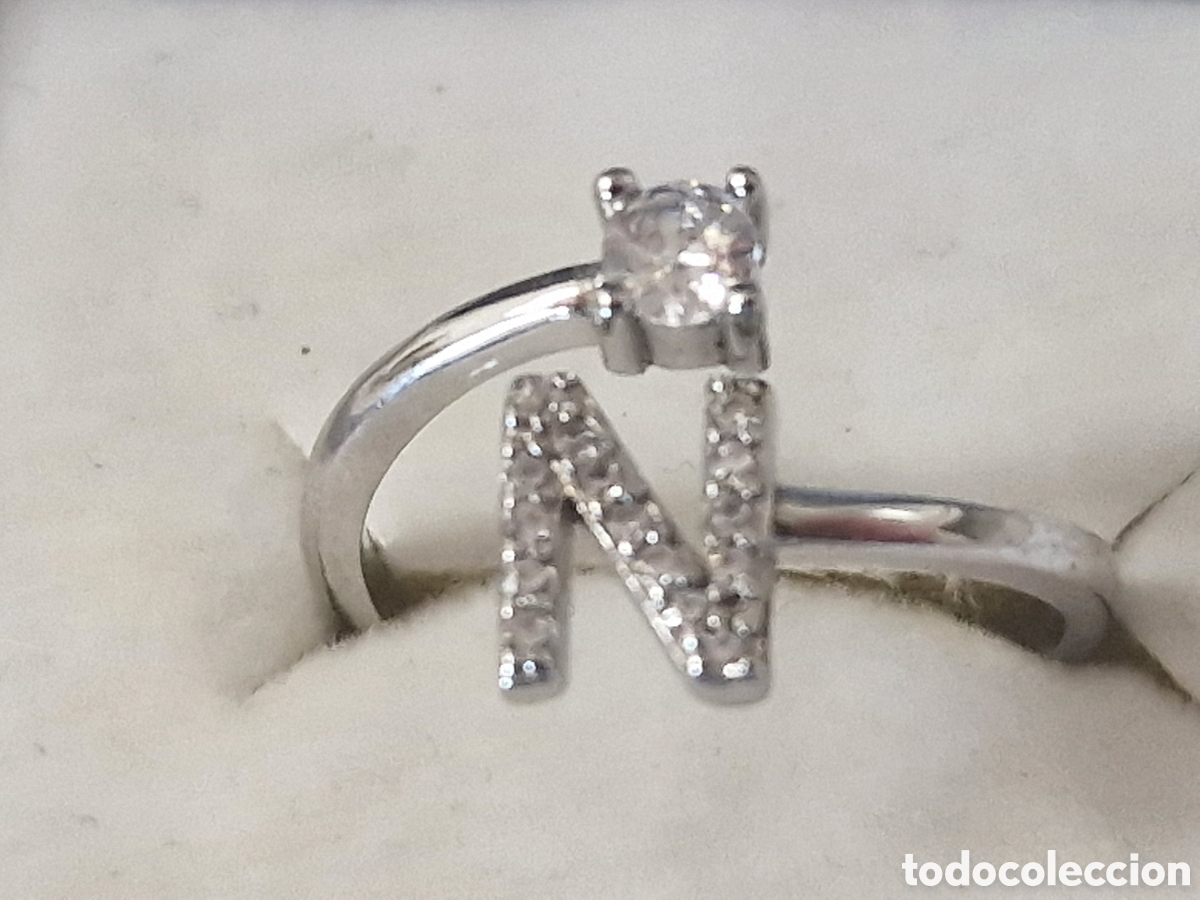 Joyeria: ANILLO DE PLATA Y CIRCONITAS LETRA N - Foto 7