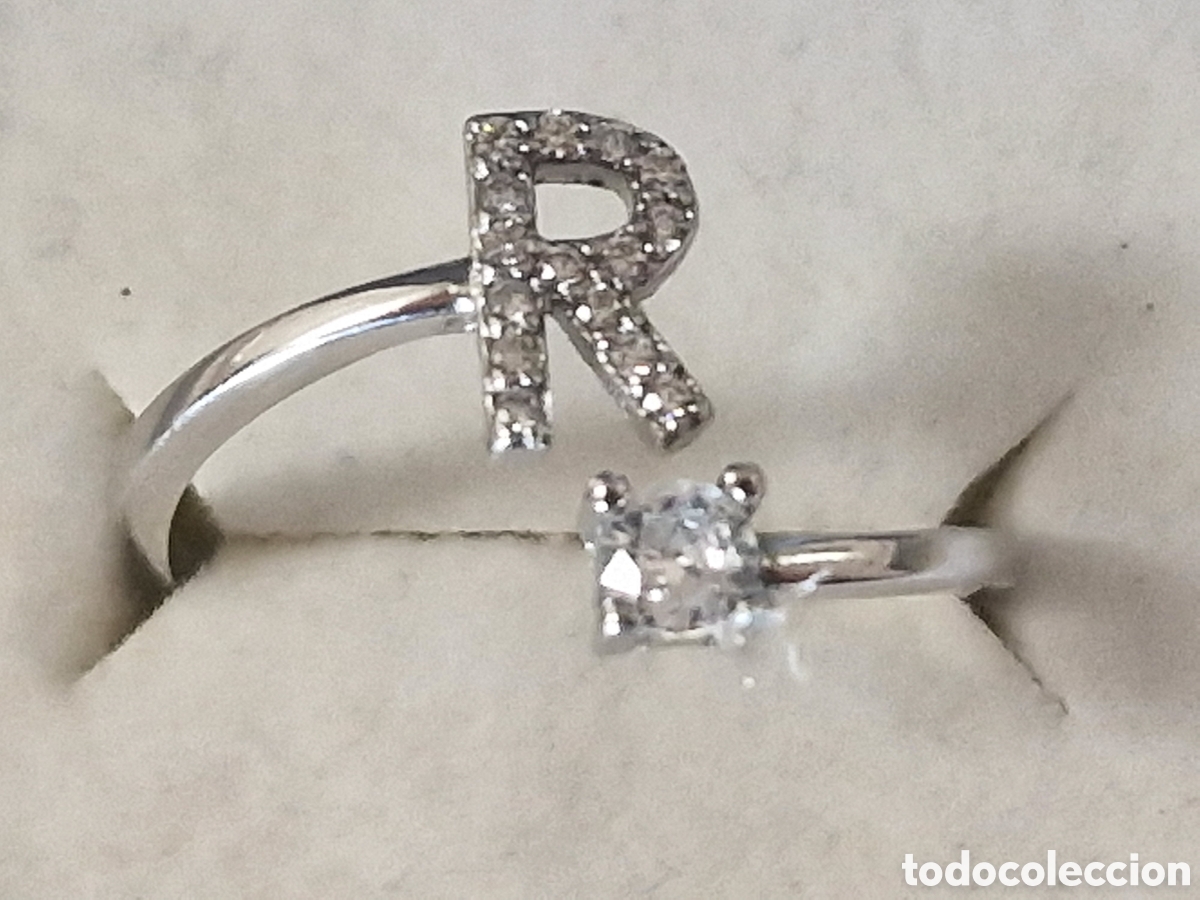 Joyeria: ANILLO DE PLATA DE LEY CON CIRCONITAS LETRA R - Foto 2