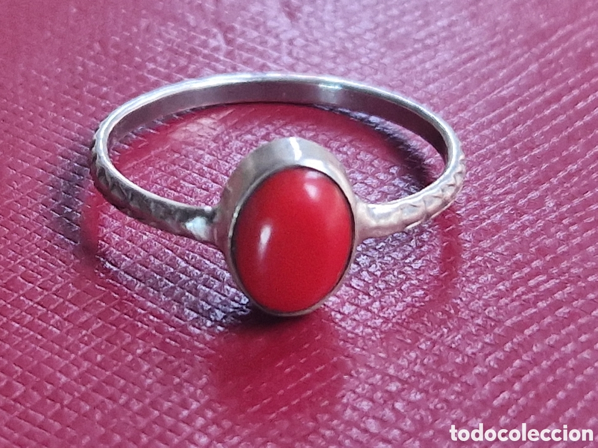 Joyeria: ANILLO DE PLATA Y CORAL NATURAL NUEVO - Foto 1