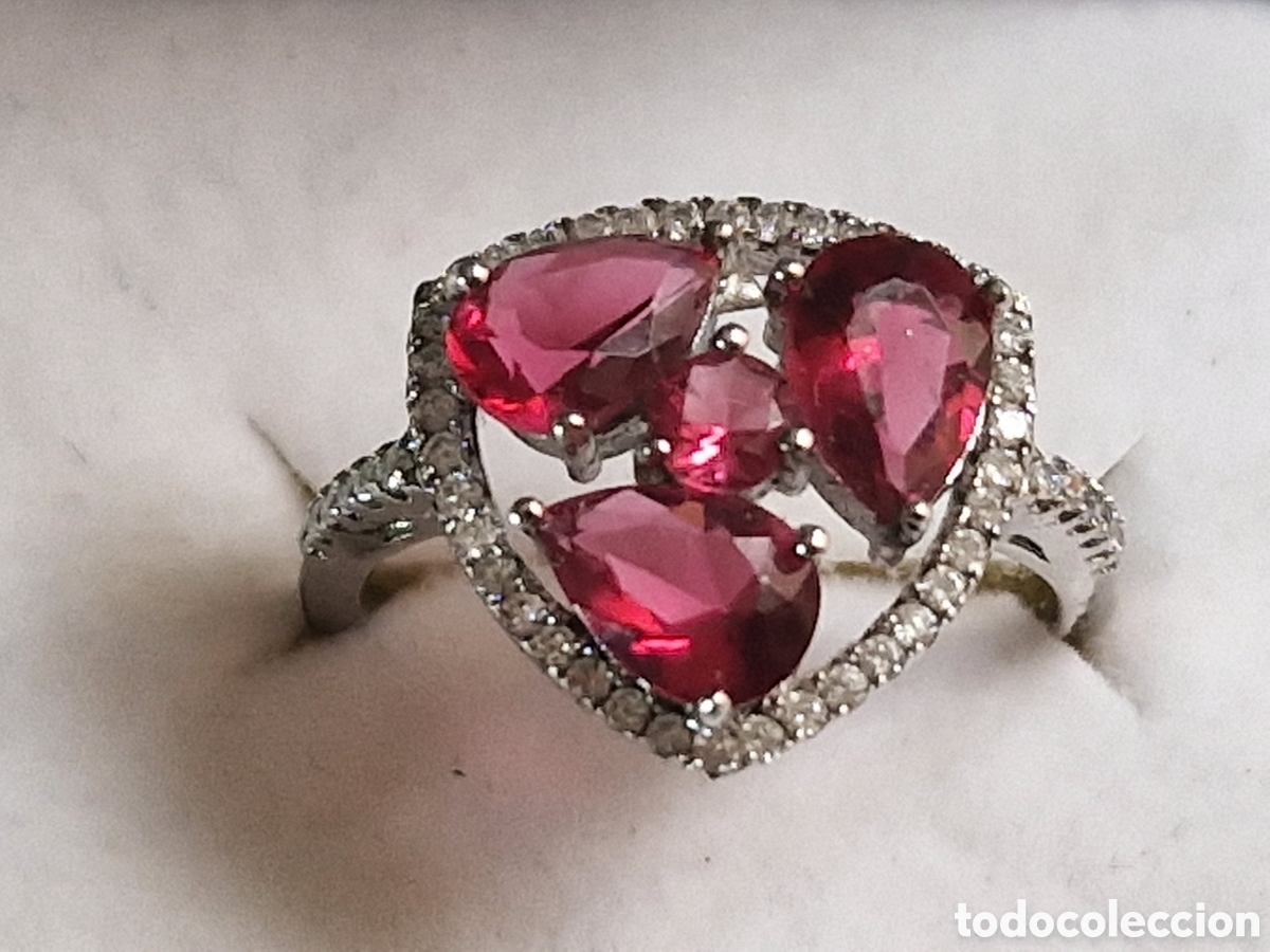 Joyeria: ANILLO DE PLATA DE LEY Y PIEDRAS ROJAS NATURALES - Foto 1