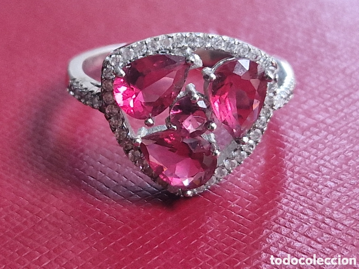 Joyeria: ANILLO DE PLATA DE LEY Y PIEDRAS ROJAS NATURALES - Foto 4