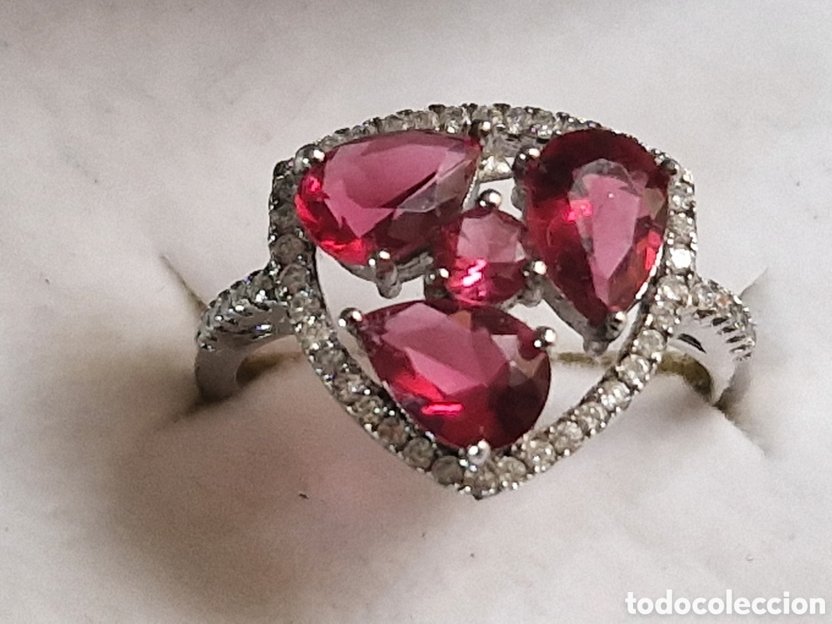 Joyeria: ANILLO DE PLATA DE LEY Y PIEDRAS ROJAS NATURALES - Foto 7