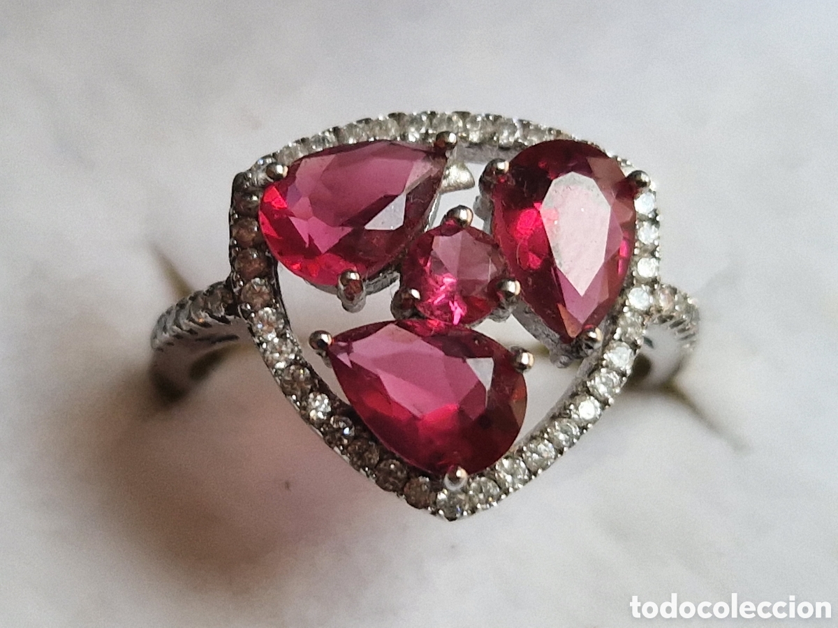Joyeria: ANILLO DE PLATA DE LEY Y PIEDRAS ROJAS NATURALES - Foto 8