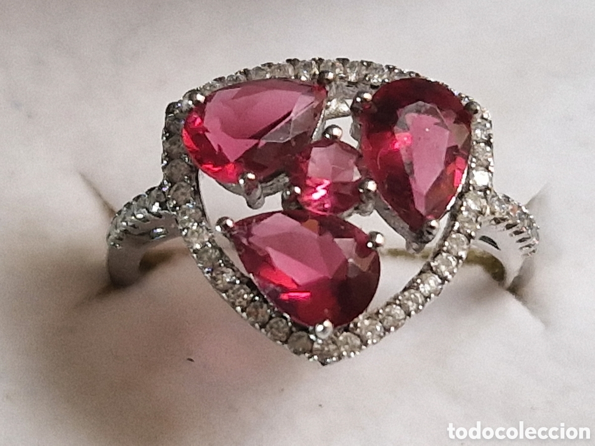 Joyeria: ANILLO DE PLATA DE LEY Y PIEDRAS ROJAS NATURALES - Foto 9