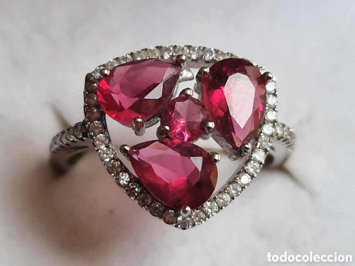 Joyeria: ANILLO DE PLATA DE LEY Y PIEDRAS ROJAS NATURALES - Foto 10